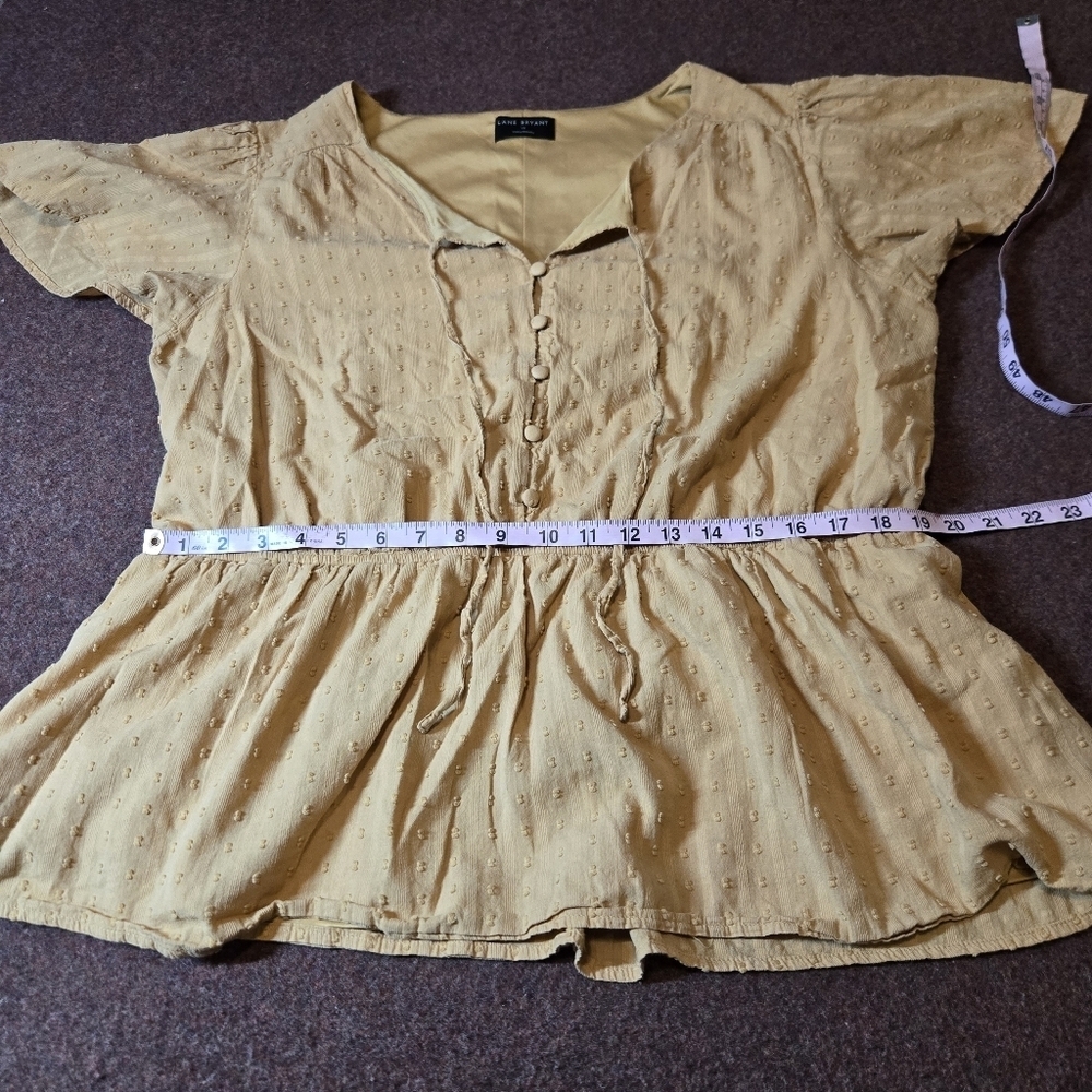 Lane Bryant Short-sleeve Peplum Blouse In Golden Orange Size 18 - Picture 10 of 11